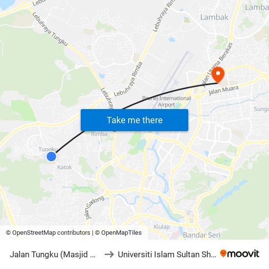 Jalan Tungku (Masjid Pg Muda Abdul Malik) to Universiti Islam Sultan Sharif Ali; Zon B Car Park map