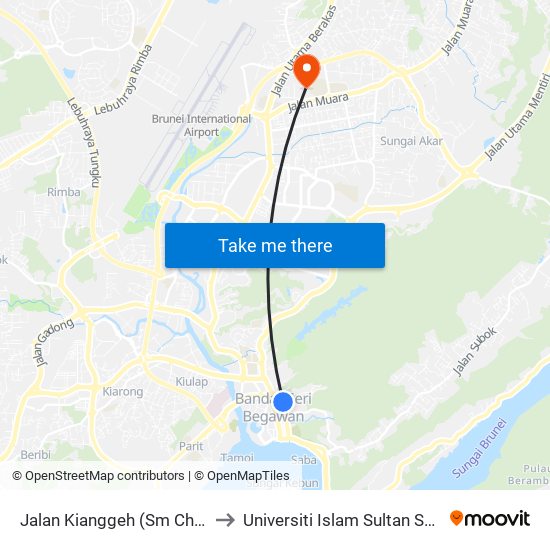 Jalan Kianggeh (Sm Chung Hwa/Pusat Belia) to Universiti Islam Sultan Sharif Ali; Zon B Car Park map