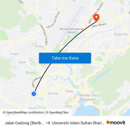 Jalan Gadong (Beribi Industry/Bina) to Universiti Islam Sultan Sharif Ali; Zon B Car Park map