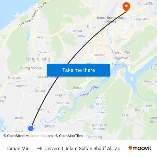 Taman Mini Parit to Universiti Islam Sultan Sharif Ali; Zon B Car Park map