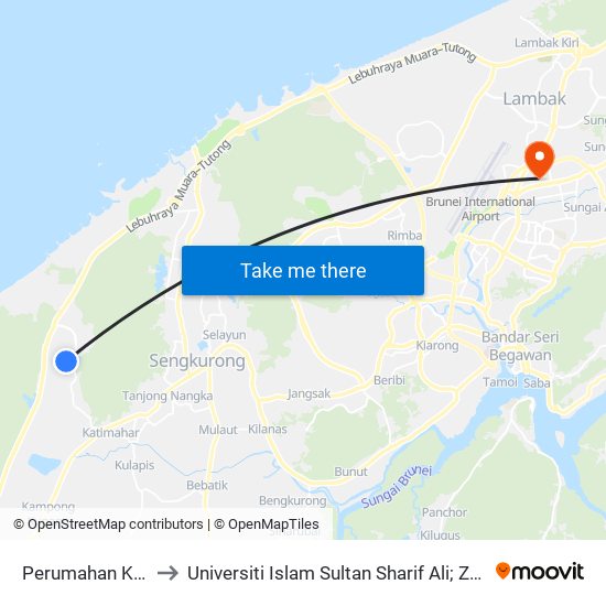 Perumahan Kg Lugu to Universiti Islam Sultan Sharif Ali; Zon B Car Park map