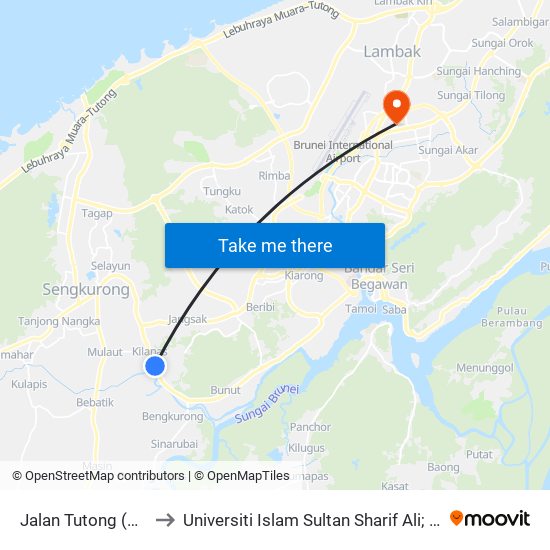 Jalan Tutong (Spg 995) to Universiti Islam Sultan Sharif Ali; Zon B Car Park map