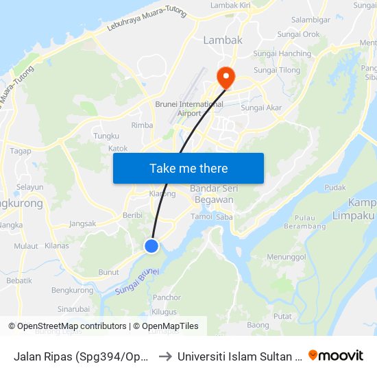 Jalan Ripas (Spg394/Opp. Taman Persiaran Damuan) to Universiti Islam Sultan Sharif Ali; Zon B Car Park map