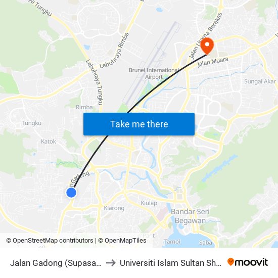 Jalan Gadong (Supasave/Scout's Building) to Universiti Islam Sultan Sharif Ali; Zon B Car Park map