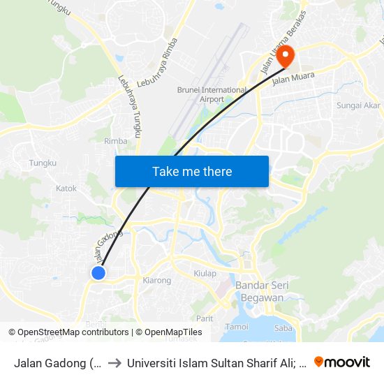 Jalan Gadong (Jpd Hq) to Universiti Islam Sultan Sharif Ali; Zon B Car Park map