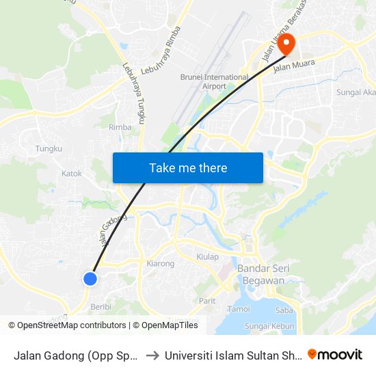 Jalan Gadong (Opp Spg 456/471/502/540) to Universiti Islam Sultan Sharif Ali; Zon B Car Park map