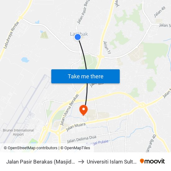 Jalan Pasir Berakas (Masjid Lambak / Opp Sr Dato Mahawangsa) to Universiti Islam Sultan Sharif Ali; Zon B Car Park map