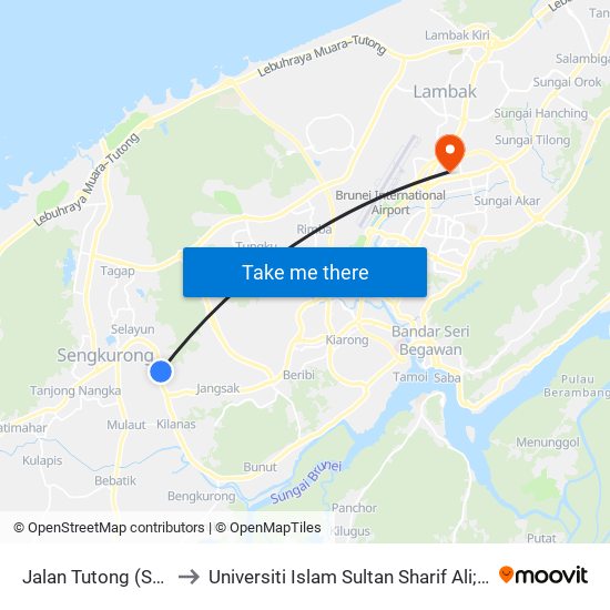 Jalan Tutong (Spg 1244) to Universiti Islam Sultan Sharif Ali; Zon B Car Park map