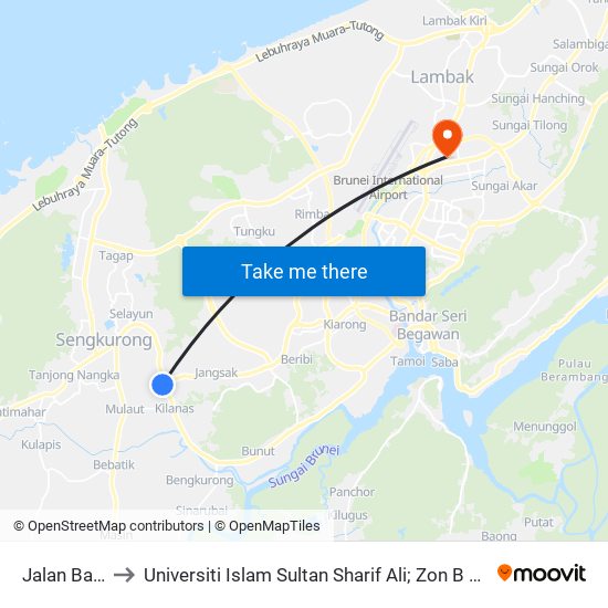 Jalan Ban 1 to Universiti Islam Sultan Sharif Ali; Zon B Car Park map