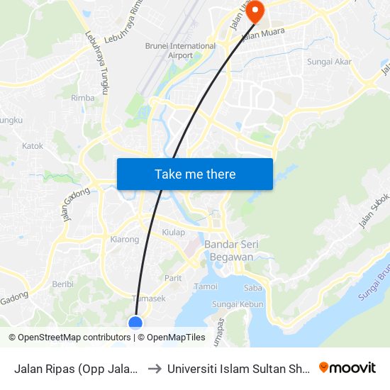 Jalan Ripas (Opp Jalan Istana Nurul Iman) to Universiti Islam Sultan Sharif Ali; Zon B Car Park map