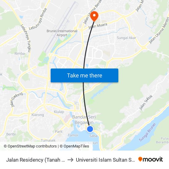 Jalan Residency (Tanah Perkuburan/Cemetery) to Universiti Islam Sultan Sharif Ali; Zon B Car Park map