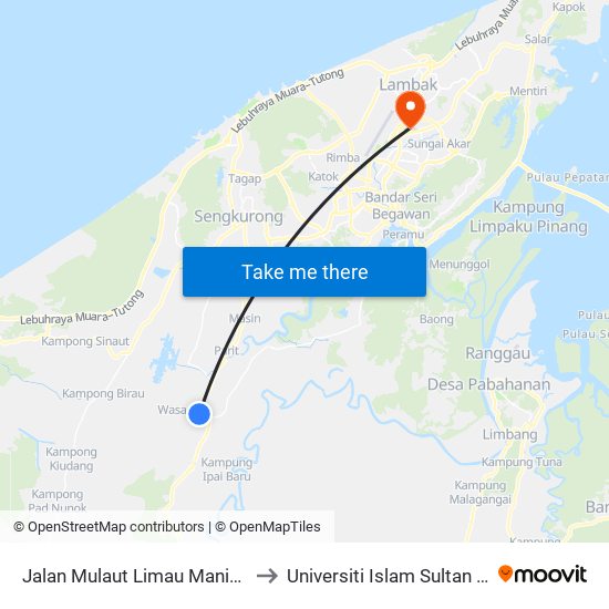 Jalan Mulaut Limau Manis (Opp Sr Panglima Berudin) to Universiti Islam Sultan Sharif Ali; Zon B Car Park map