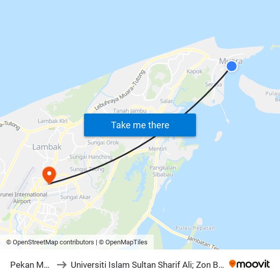 Pekan Muara to Universiti Islam Sultan Sharif Ali; Zon B Car Park map