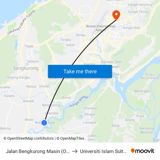 Jalan Bengkurong Masin (Opp Spg 343@Opp Kedai Quthairah) to Universiti Islam Sultan Sharif Ali; Zon B Car Park map