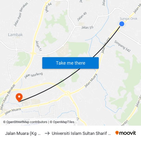 Jalan Muara (Kg Salambigar) to Universiti Islam Sultan Sharif Ali; Zon B Car Park map