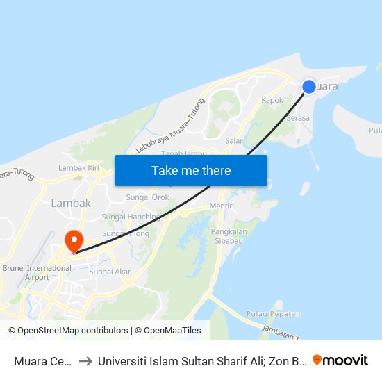 Muara Centre to Universiti Islam Sultan Sharif Ali; Zon B Car Park map