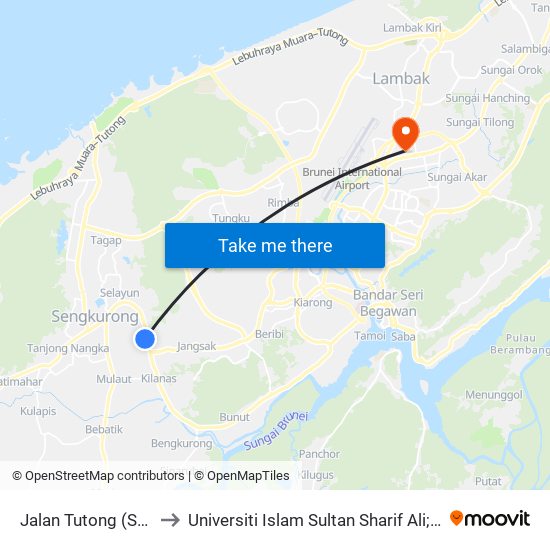 Jalan Tutong (Spg 1206) to Universiti Islam Sultan Sharif Ali; Zon B Car Park map