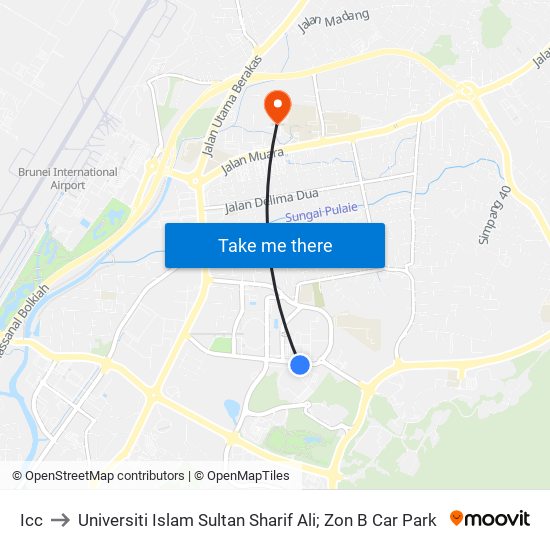 Icc to Universiti Islam Sultan Sharif Ali; Zon B Car Park map