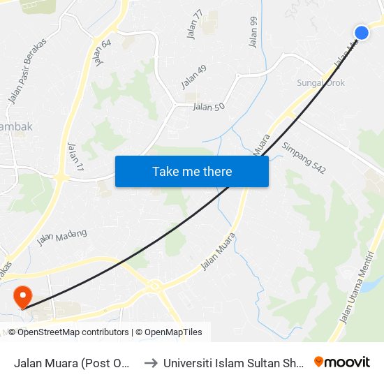 Jalan Muara (Post Office Kg Salambigar) to Universiti Islam Sultan Sharif Ali; Zon B Car Park map