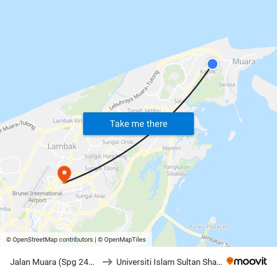 Jalan Muara (Spg 249/Jalan Meregang) to Universiti Islam Sultan Sharif Ali; Zon B Car Park map