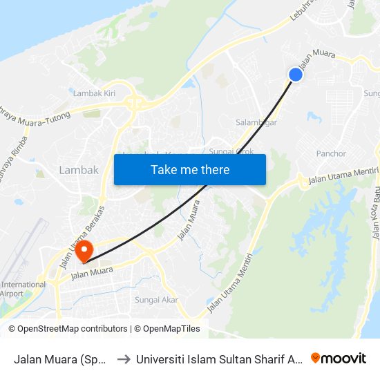 Jalan Muara (Spg 965/957) to Universiti Islam Sultan Sharif Ali; Zon B Car Park map