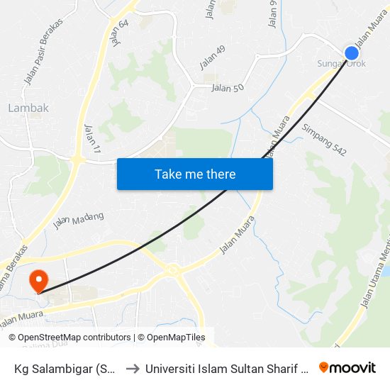 Kg Salambigar (Spg 652/658) to Universiti Islam Sultan Sharif Ali; Zon B Car Park map