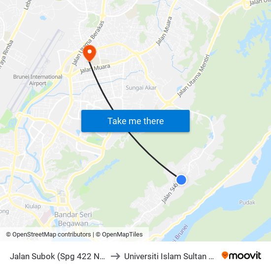 Jalan Subok (Spg 422 Near Masjid Kg Belimbing) to Universiti Islam Sultan Sharif Ali; Zon B Car Park map
