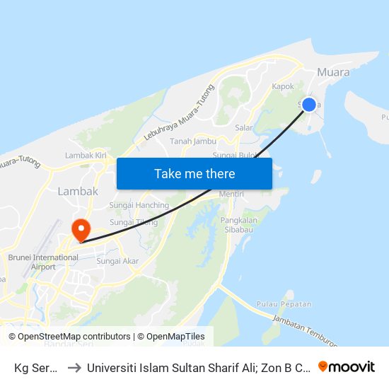 Kg Serasa to Universiti Islam Sultan Sharif Ali; Zon B Car Park map