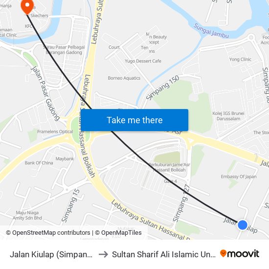 Jalan Kiulap (Simpang 119) to Sultan Sharif Ali Islamic University map
