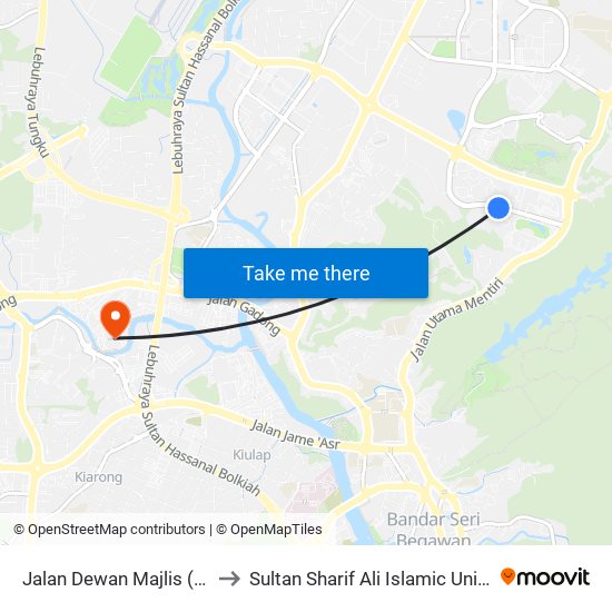 Jalan Dewan Majlis (Kheu) to Sultan Sharif Ali Islamic University map