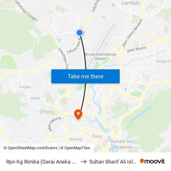 Rpn Kg Rimba (Gerai Aneka Ria/Opp Sm Rimba 1)) to Sultan Sharif Ali Islamic University map