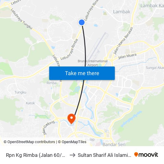 Rpn  Kg Rimba (Jalan 60/2/99/R Point) to Sultan Sharif Ali Islamic University map