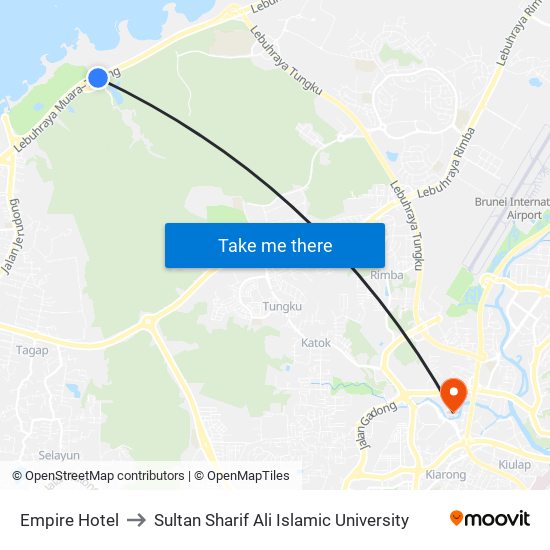 Empire Hotel to Sultan Sharif Ali Islamic University map