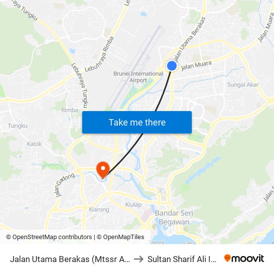 Jalan Utama Berakas (Mtssr Aircraft - Opp Sm Berakas) to Sultan Sharif Ali Islamic University map