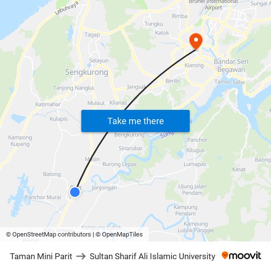 Taman Mini Parit to Sultan Sharif Ali Islamic University map