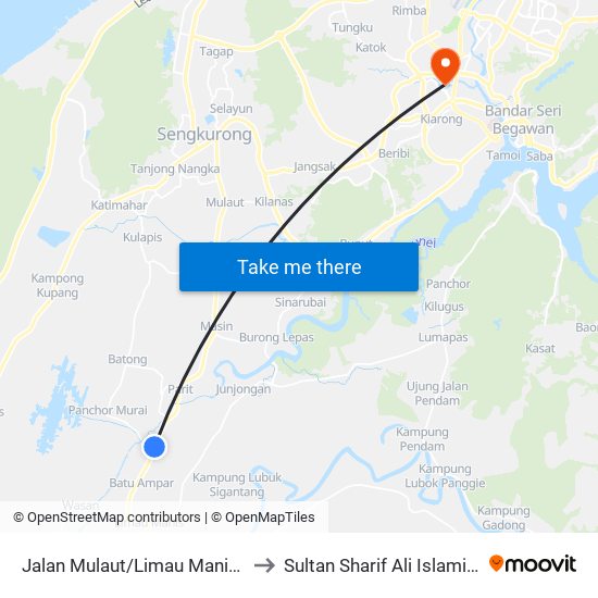 Jalan Mulaut/Limau Manis (Spg 1159) to Sultan Sharif Ali Islamic University map