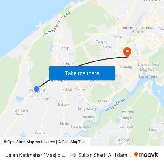 Jalan Katimahar (Masjid Kg Katimahar) to Sultan Sharif Ali Islamic University map