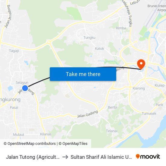 Jalan Tutong (Agriculture Rc) to Sultan Sharif Ali Islamic University map