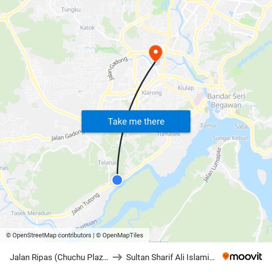 Jalan Ripas (Chuchu Plaza/Spg 462) to Sultan Sharif Ali Islamic University map