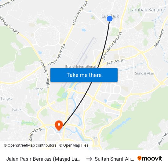 Jalan Pasir Berakas (Masjid Lambak / Opp Sr Dato Mahawangsa) to Sultan Sharif Ali Islamic University map