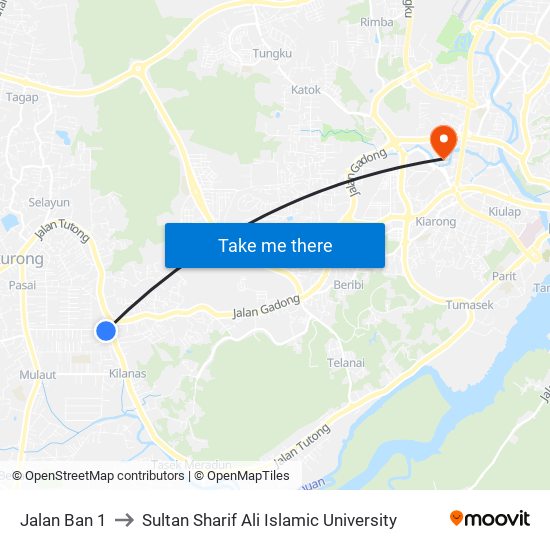 Jalan Ban 1 to Sultan Sharif Ali Islamic University map