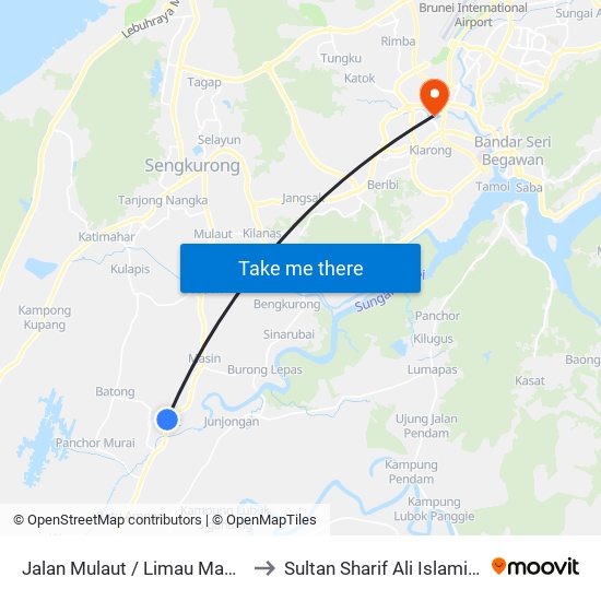 Jalan Mulaut / Limau Manis (Spg 938) to Sultan Sharif Ali Islamic University map