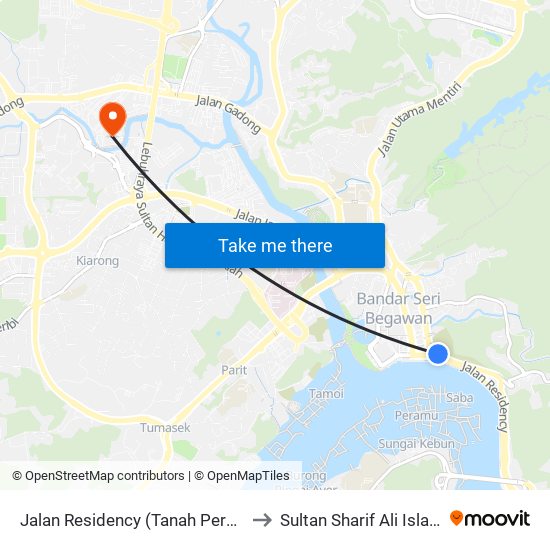 Jalan Residency (Tanah Perkuburan/Cemetery) to Sultan Sharif Ali Islamic University map