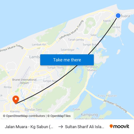 Jalan Muara - Kg Sabun (Masjid Setia Ali) to Sultan Sharif Ali Islamic University map