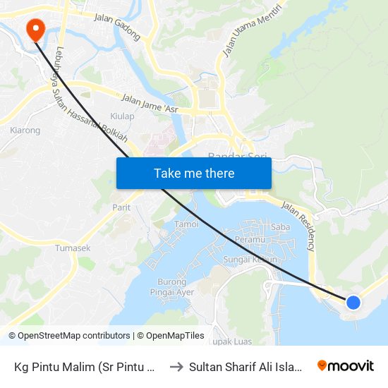 Kg Pintu Malim (Sr Pintu Malim/Spg 245) to Sultan Sharif Ali Islamic University map