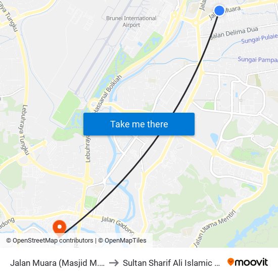 Jalan Muara (Masjid M. Bolkiah) to Sultan Sharif Ali Islamic University map