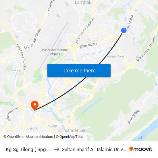 Kg Sg Tilong ( Spg 351) to Sultan Sharif Ali Islamic University map