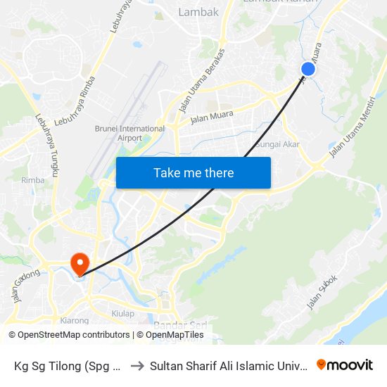 Kg Sg Tilong (Spg 395) to Sultan Sharif Ali Islamic University map