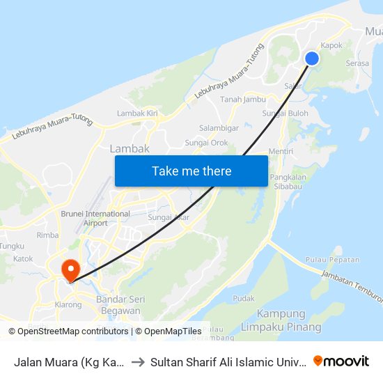 Jalan Muara (Kg Kapok) to Sultan Sharif Ali Islamic University map