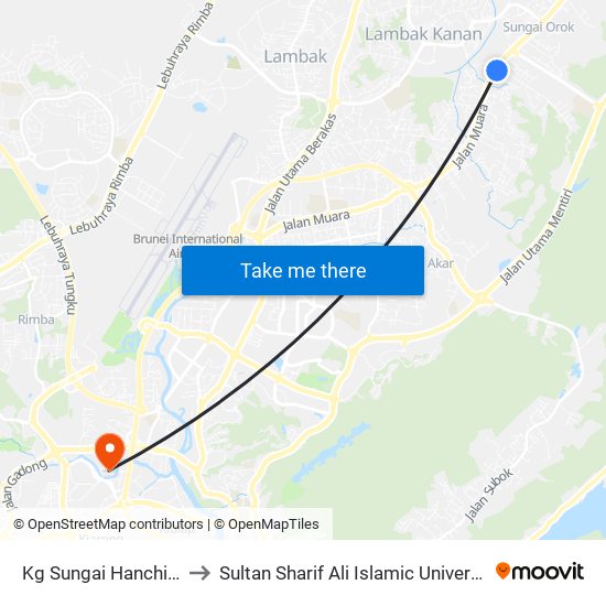 Kg Sungai Hanching to Sultan Sharif Ali Islamic University map